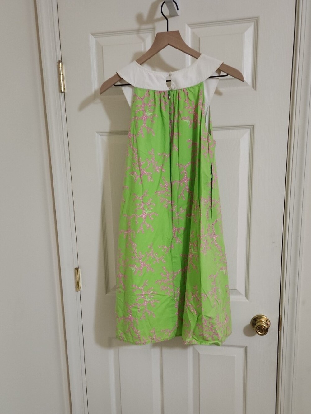 Lilly Pulitzer Lime Green Floral Print Dress with White Collar - Picture 5 of 6